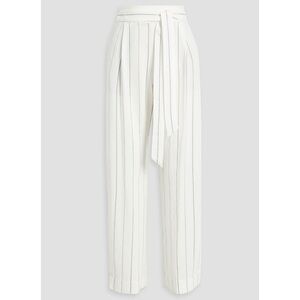VINCE Striped Crepe Wide-leg Pants In Off-white 1XL Elastic Waist Casual Career